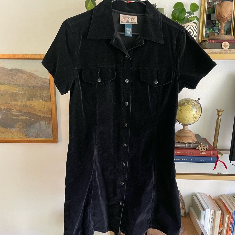 Vintage Express Black Velvet Mini Dress